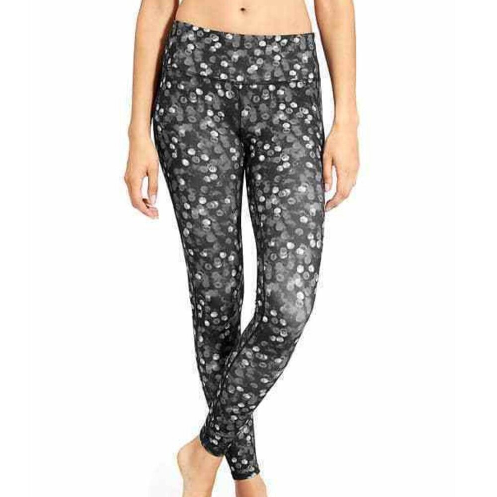 ATHLETA Dot Chaturanga Tight Gray Black Printed Pull On Elastic Waist Leggings